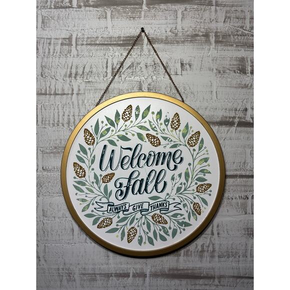 “Welcome Fall” Gold Circular Sign - Picture 1 of 4